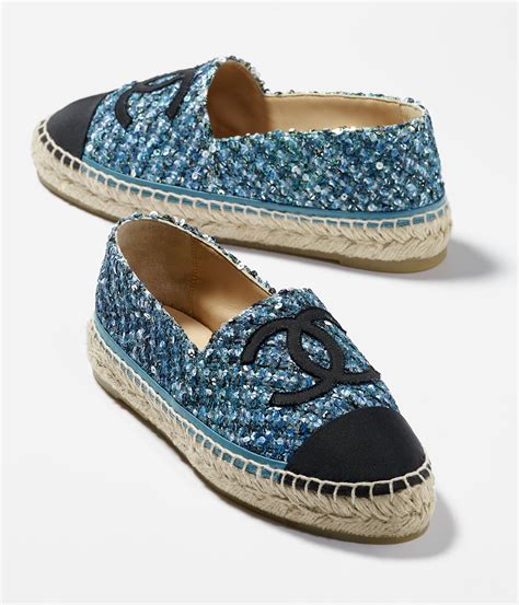 chanel espadrilles blue tweed|espadrilles Chanel shop.